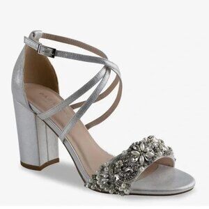 NEW | London‎ Paradox Hira Silver Shimmer Sandal Heels Size 7